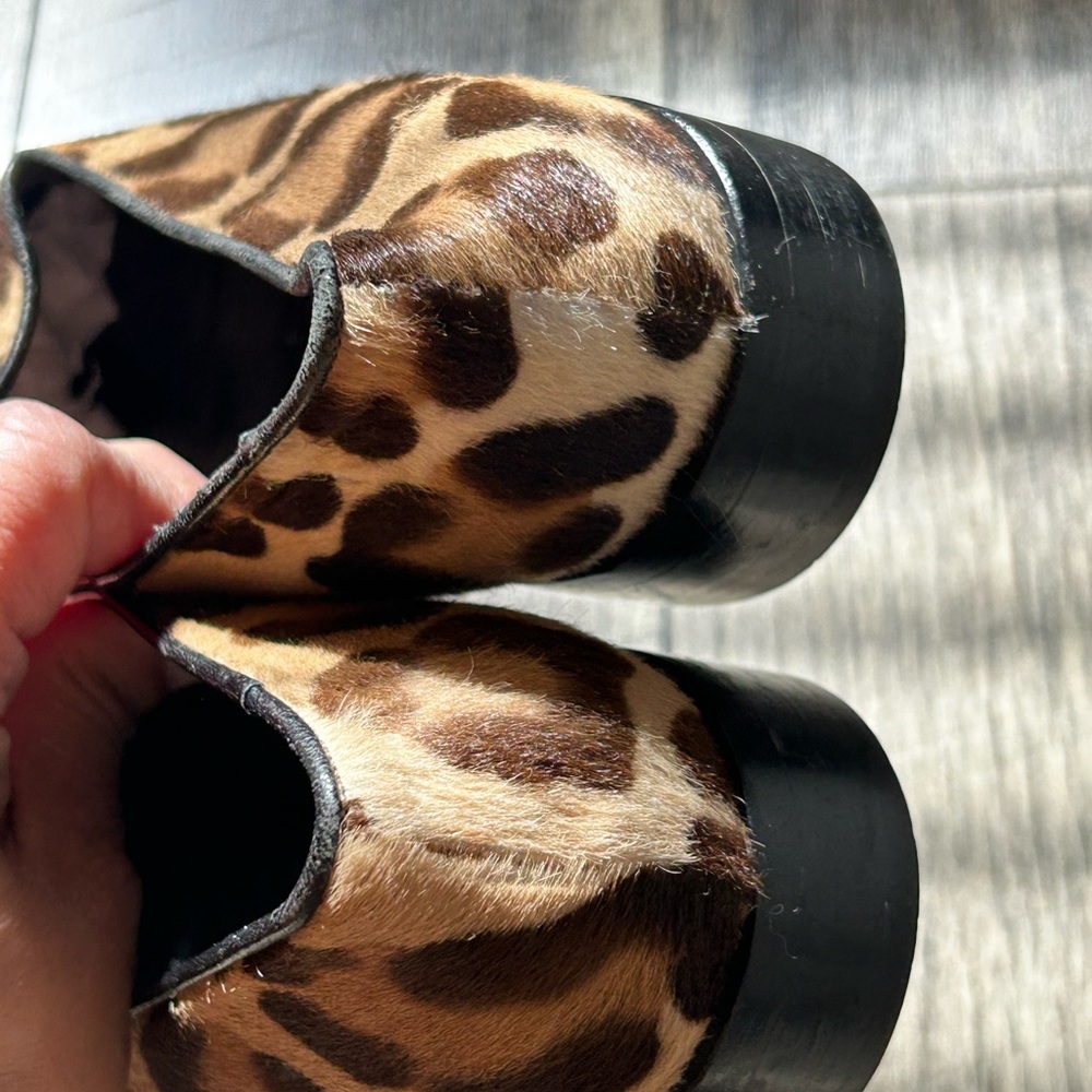 Yves Saint Laurent Leopard Print Loafers Brown Black Designer Slip On Shoes - Picture 5 of 8